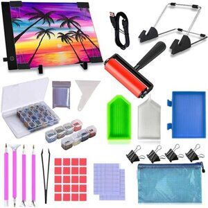59 Pcs Diamond Painting A4 LED Light Pad Kit, 5D Diamond Painting Accessories
